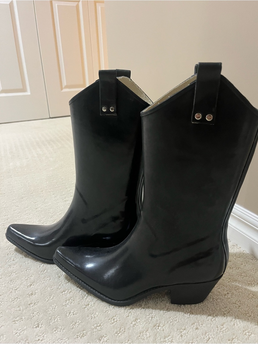 Black Women's Western-Inspired Rain Boots